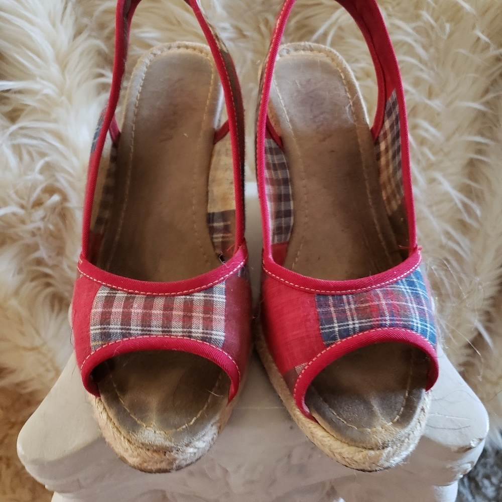 Wedge open toed heels